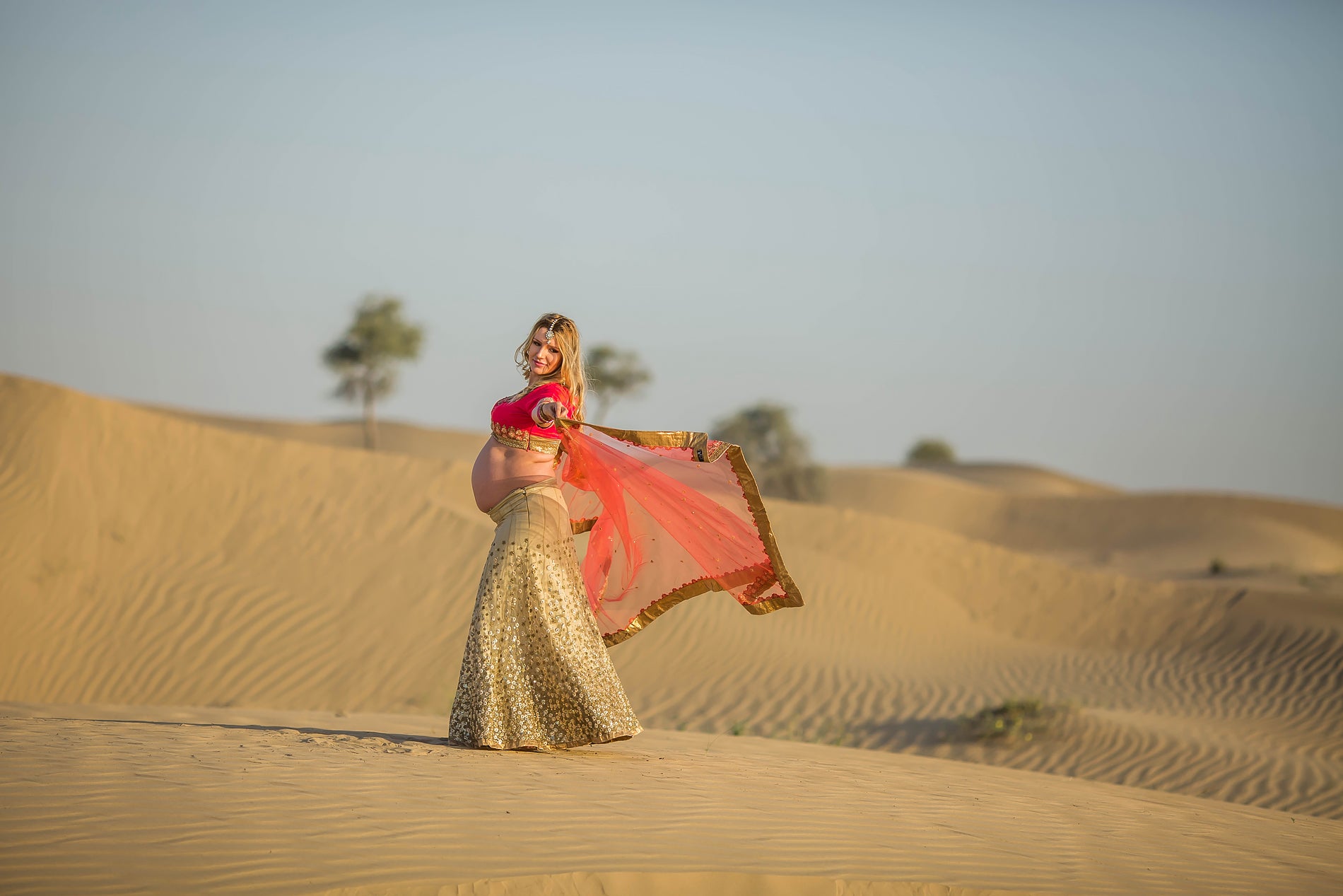 Sunrise desert maternity session