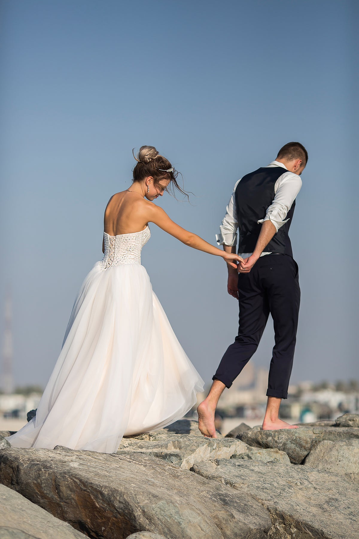 Newly-wed's dance in the desert